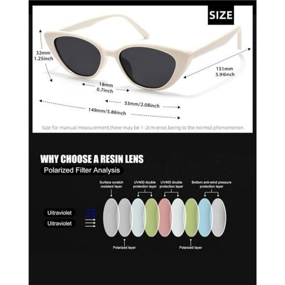 Small Retro Cat Eye Polarized Sunglasses for Women UV Protection Driving - Picture 6 of 7